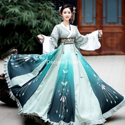2021 hanfu women traditional chinese folk dance fairy dress vintage outfit ancient costumes girl fairy ancient princess suit
