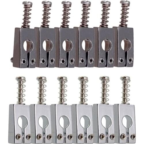 Tooyful 6pcs Guitar Rollers Saddle Bridge String Saddles for Electric Guitar -Black