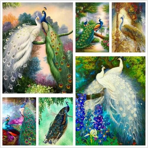 Peacock Diamond Painting Diy Animals Flower Full Square Round Rhinestones Embroidery Cross Stitch Handmade Wall Art Pictures