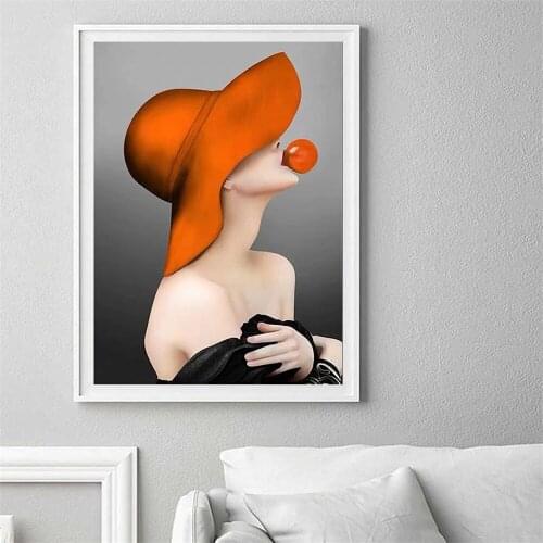 DIY Diamond Painting Girl In Hat Full Round 5D Diamond Embroider Portrait Cross Stitch Mosaic Kit Sexy Woman Beauty Home Decor