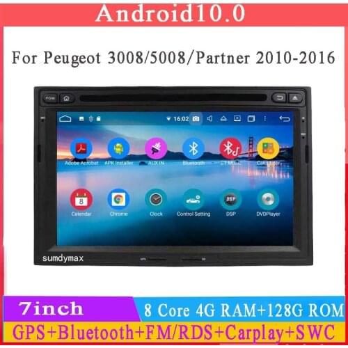 2Din android10 car radio multimedia player for peugeot 3008 5008 2010-2016 car multimedia audio stereo gps navigaiton Carplay