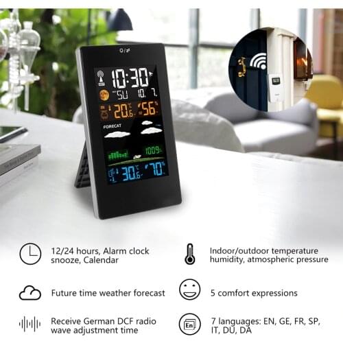 Wireless Weather Station Indoor Outdoor Weather Forecaster with Sensor Digital Thermometer Hygrometer Versatile Weather Station