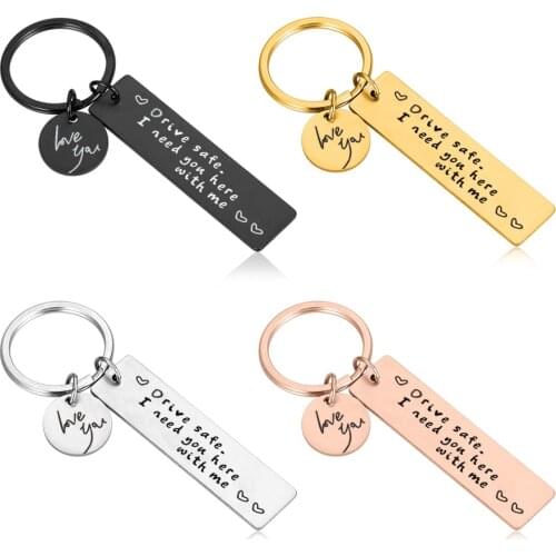 Drive Safe Keychain I Love You Keyring Birthday Gifts for Boyfriend Husband Men Women Dad Mother New Driver Couples Keychain