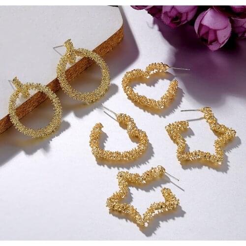 ALIUTOM Bohemian Geometric Earrings for Women Star Heart Circle Pendant Earings Metal Gold Drop Earrings Female brincos Jewelry