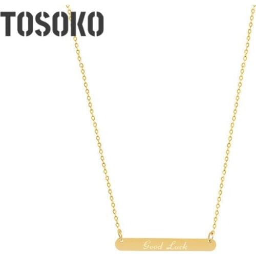 TOSOKO Stainless Steel Jewelry Lucky Geometry Long Pendant Sweater Necklace Female Clavicle Chain BSP837