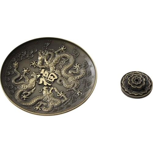 Zinc Alloy Dragon Lotus Incense Burner Holder Joss Stick Tibetan Incense Censer Aroma Sticks Disc Aromatherapy Base Home Decor