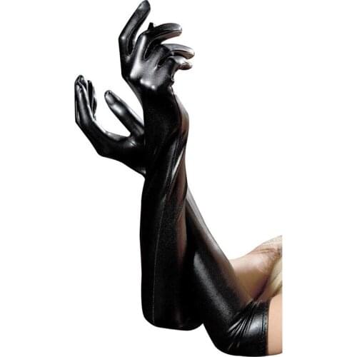 Long Metallic Cosplay Finger Elastic Gloves Dance Flirting Sexy Lingerie Clubwear EVA Costumes For Women Accessories