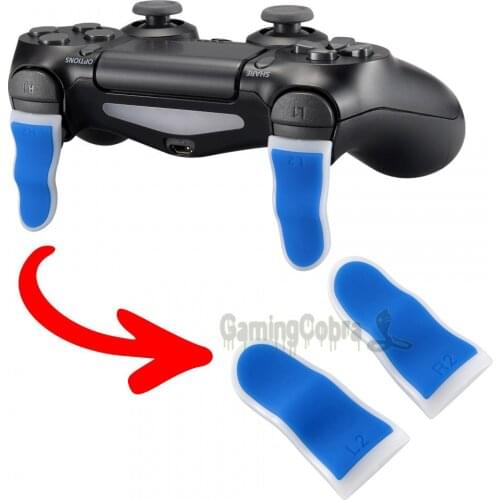 1 Pair Blue White Anti-slip L2 R2 Extentded Trigger Buttons Extenders for PlayStation 4 PS4 Pro Slim Controller - JYP4S0023