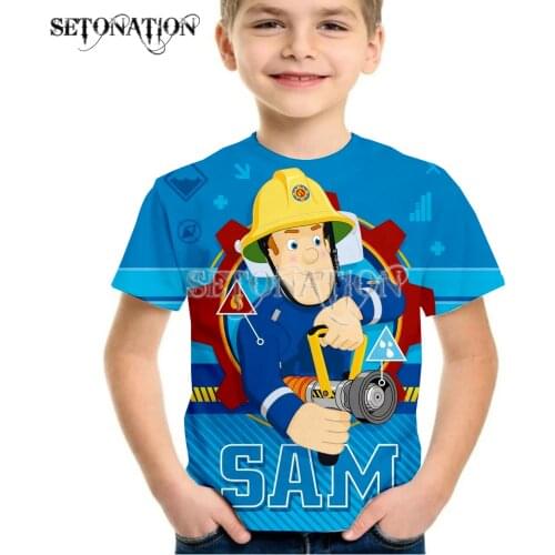 Fireman Sam Kids 3D Cat Print T Shirts Boys Girls Cute Animals T-shirts Toddler Tee Tops Camiseta Children Tshirts Gift