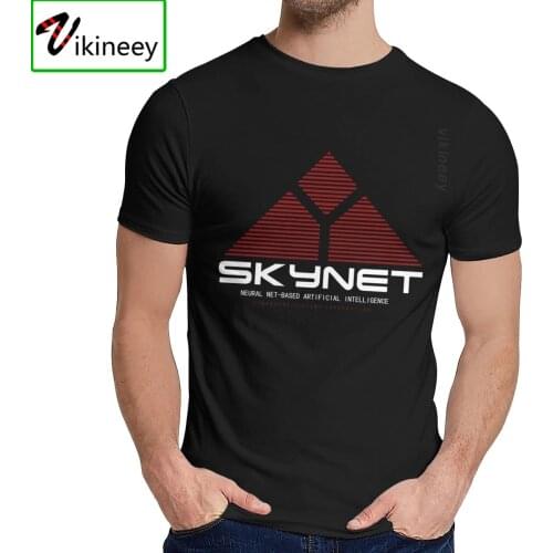 Graphic SKYNET LOGO Cyberdyne Sarah Terminator Homme T Shirt For Men Summer Cool Man Pure Cotton Clothes Round Neck