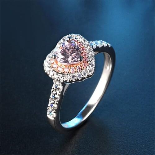 Hermosa Beautiful LOVE HEART SHAPE Wedding Valentines Gifts Promise Ring Size 6 7 8 9 Pink Topazz Kunziite