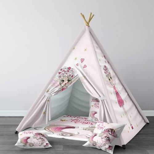 Play Tent for Kids Wigwam Portable Indoor Playground Tents Children Bedrooms Pink Fairy Model 084