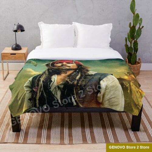 Jack Sparrow Pirates of The Caribbean Cinema Film Blanket Print on Demand Decorative Sherpa Blankets for Sofa bed Gift