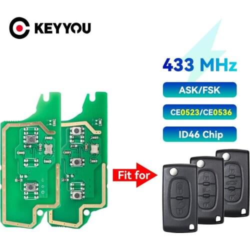 KEYYOU Car Remote FSK/ASK Key Board For Peugeot 307 408 308 For Citroen C2 C3 C4 C5 Ce0536 2/3Buttons Electronic Circuit Board