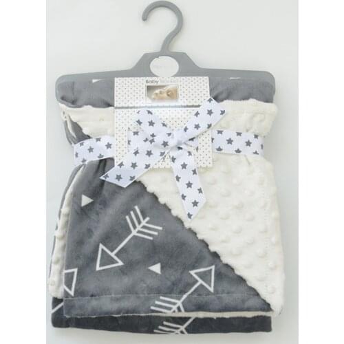 Coral Fleece Baby Blankets with Double Layer Dotted Backing Newborn Baby Bedding Blanket Warm Baby Infant Swaddle BK003