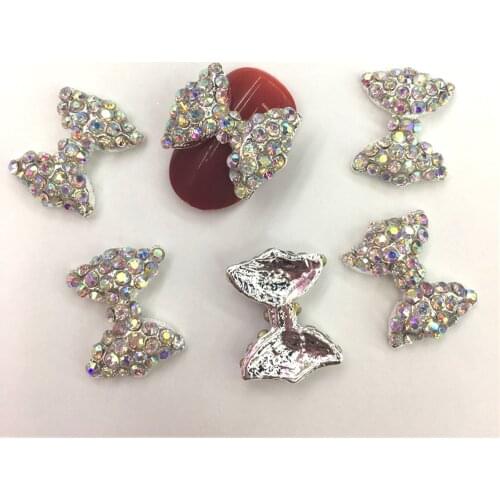 5 Pc Metal Nail Art Bow Tie 3D AB Rhinestone Crystal Alloy Bow Tie Jewelry Fashion Accessories DIY Nail Art Decoration Wholesale
