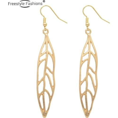 Fashion classic plant leaf Zinc alloy drop earrings for women