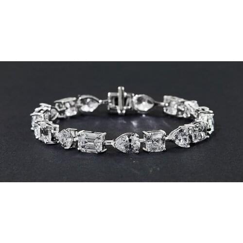 Trendy Diamond Bracelet 100% 925 Sterling Silver Party Wedding bracelets Bangle for women Bridal Fine Jewerly