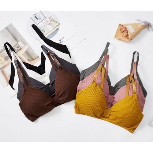 New fashion style wire free no rings gather chest sexy push up bra sweet girl fashion sexy bras for women lingerie intimate lady
