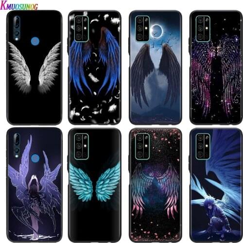 Soft Black Cover Fashion Angel wings For Honor 30 30S V30 V20 9N 9S 9A 9C 20S 20E X10 20 7C Lite Pro Plus Phone Case