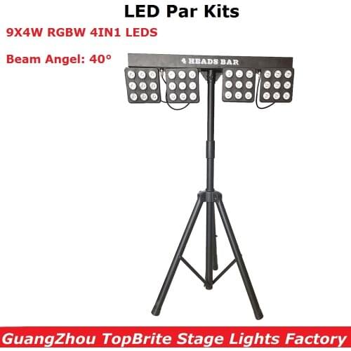 LED Par Kits 9X4W RGBW 4IN1 LED Flat Par Light DMX Controller Stage Light With Light Stand For Stage Party Wedding Disco Light