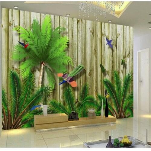 Custom wallpaper Mediterranean tropical bird forest Southeast Asia living room wall decoration waterproof material