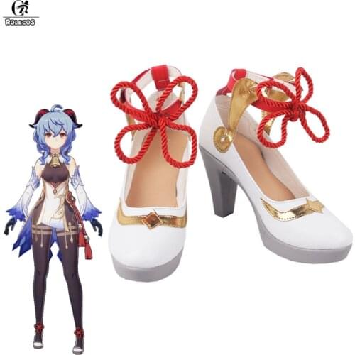 ROLECOS Ganyu Cosplay Shoes Genshin Impact Cosplay Shoes Ganyu High-heeled Shoes for Women Halloween
