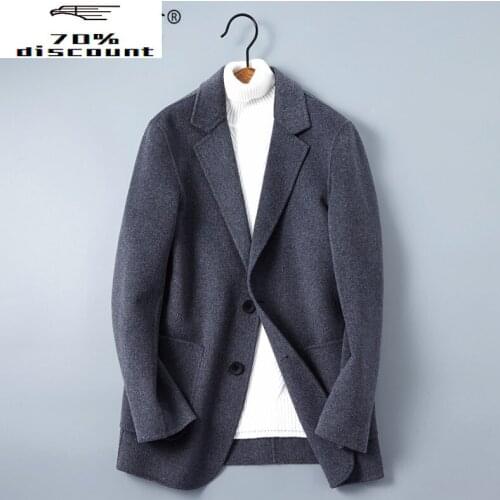 Wool Coat Men Casual Black Jacket Woolen Coat Double-sided Mens Coats and Jackets Chaqueta Hombre QT-262005 KJ4302