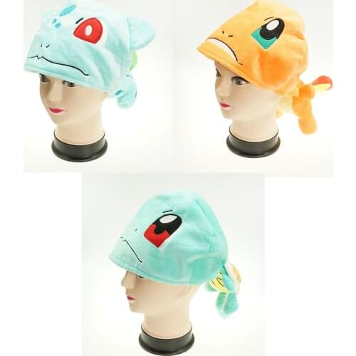 Pokemon Plush Hat Bulbasaur Charmander Squirtle Cartoon Warm Hat COSPLAY Dress Up Autumn and Winter Cute Hat Birthday Gift