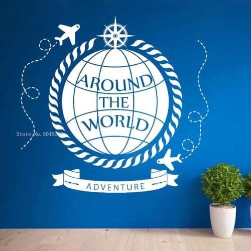 Around the World Adventure Self-adhesive Vinyl Wall Stickers Decals Living Bedroom Home Decoration Cool Art Murals Y003