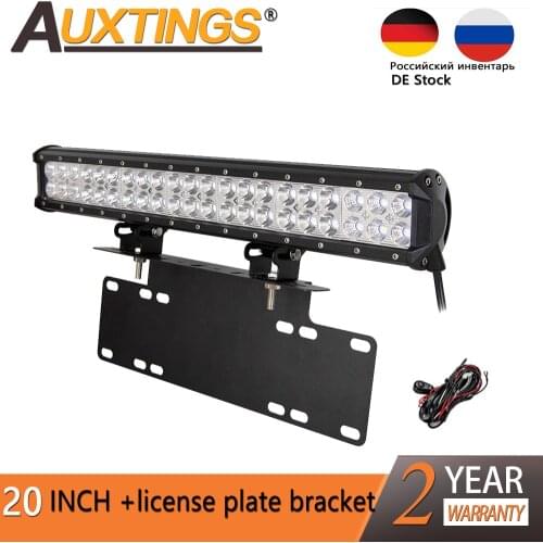 Auxtings LED 20''inch 126w LED Light Bar License Plate Bracket Bull Bar IP67 Combo Beam Straight Car Offroad 4x4 ATV 12V24V