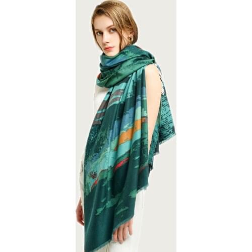 Colorful Painting Bright Neck Scarf for Women Large Hijab Wrap Stylish Pashmina 2021 [6781]