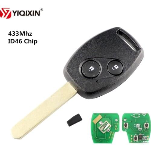 YIQIXIN 2 Button Remote Key 433Mhz ID46 Transponder Chip For Honda Accord Element CR-V HR-V Fit Insight City Jazz Odyssey
