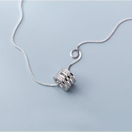 MloveAcc Real 100% 925 Sterling Silver Box Chain Choker for Women Necklace with CZ Tube Pendant For Girls Gift