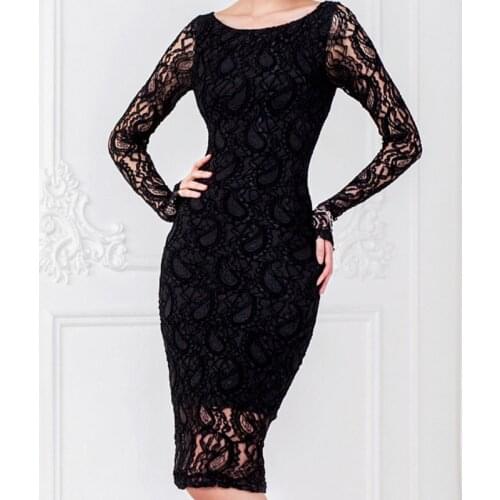 Women Summer Lace Dress 2020 Elegant Pencil Party Dress Plus Size Black White Office Sexy Long Sleeve Evening Bodycon Vestidos