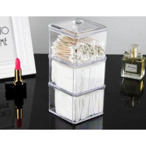 1PC Acrylic Multi Layer Cotton Swab Holder Storage Makeup Organizer Cosmetics Plastic Swab Container QA 032