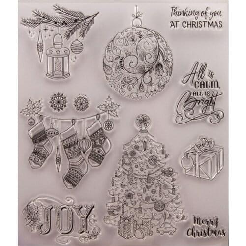 1pc Christmas Socks Transparent Clear Silicone Stamp Seal DIY Scrapbook Rubber Stamping Coloring Embossing Diary Decor Reusable