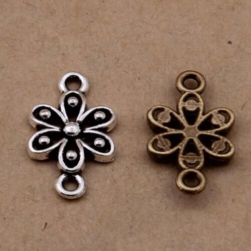 100pcs Vintage Double Ring Flower Charm For Making Chain/bags/apparel/earrings/gift Decorations Fashion DIY Jewelry Accessories