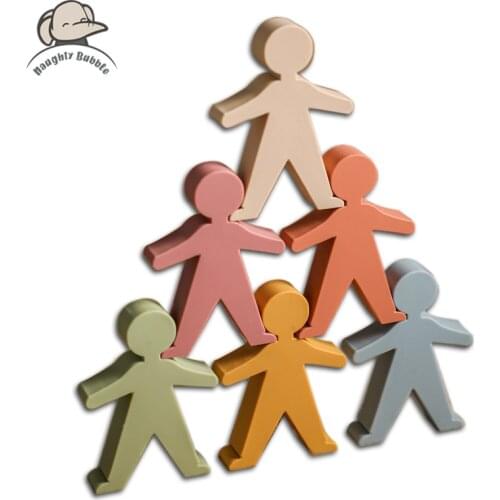 12PCS Silicone Blocks Baby Jenga Toys Figure Stacking Building Block for Kids Creative Balance Games Block Educational Toys Gift