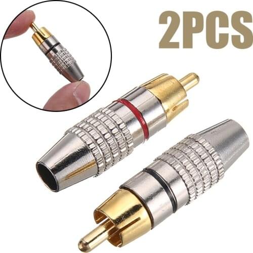 2pcs 6.2mm RCA Male Plug Audio Phono Solder Adapter Coupler Durable Audio Cables Terminal Plugs Connector Speaker Parts
