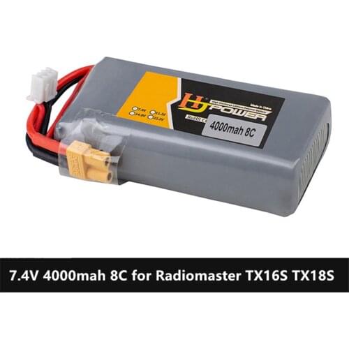 2S 7.4V 2000MAH 8C Lipo Battery XT30 Connector for Radiomaster TX16S TX18S OPENTX System RC Radio Remote Controller Transmitter