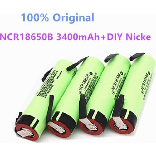 4pcs/Lot 100% Original NCR18650B 3400mAh battery 3.7V Rechargeable Li-ion 3.7V 18650 battery 3400mAh+DIY Nicke+Free shipping