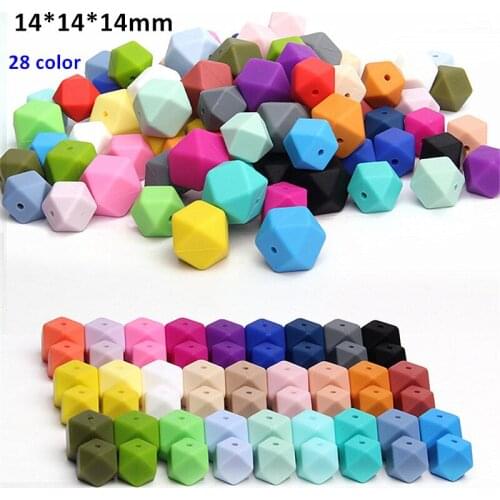 1000pcs/lot BPA Free 14mm Loose Silicone Hexagon Beads for baby pacifier teether necklace infant dummy chewable teething jewelry