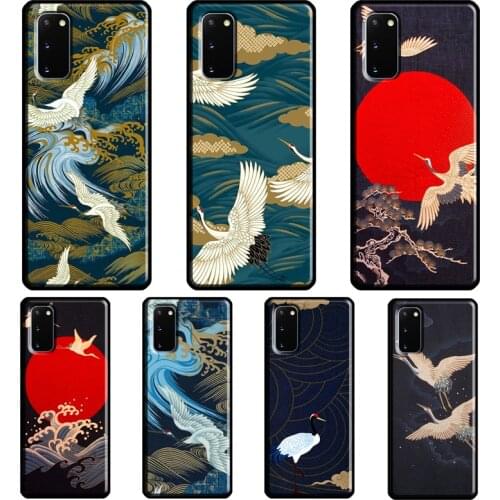 Red-crowned crane Birds japanese style Case For Samsung Galaxy S10 S9 S8 Note 10 Plus Note 20 Ultra S20 FE S21 Ultra Phone Cover