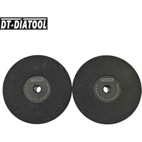 DT-DIATOOL 2pcs/pk Dia 125MM Vacuum Brazed Diamond Flat Disc Grinding Disc Shaping Wheel M14 #30 DIA 5inch Diamond height 37mm