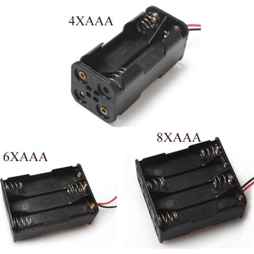 DIY New4 6 8 Slots AAA Back to Back Battery Case Box AAA Battery Holder Storage Case With Lead Wire Bateria Protection Container