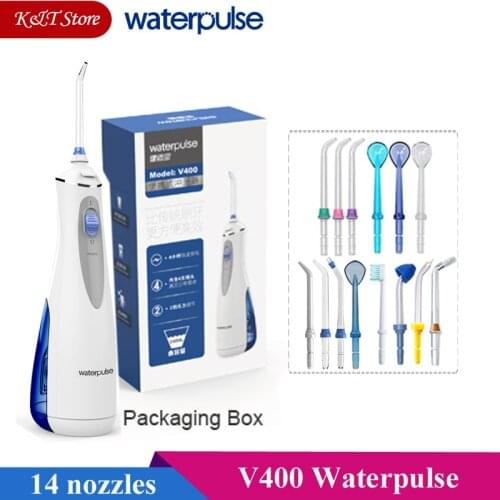 Waterpulse V400 oral irrigator portable usb charge water dental flosser rechargeable 240ml power dental hygiene water flosser