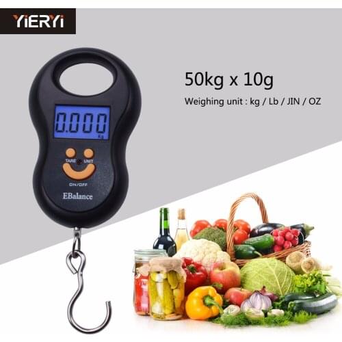 50kg/10g Mini Digital LCD Hanging Hook Scale backlight Fishing Pocket Weight scale Smile Face Luggage Scales Kg Lb OZ