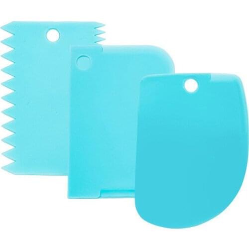 Baking Spatula Three-piece Plastic Polygon Serrated Scraper Cake Cream Chocolate Spatula Noodle Knife