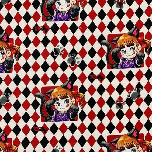 Cute cat milk girl Printed Cotton Fabric DIY sewing Clothing Tissue Telas Patchwork Girl baby skirt clothes bedding hat mask